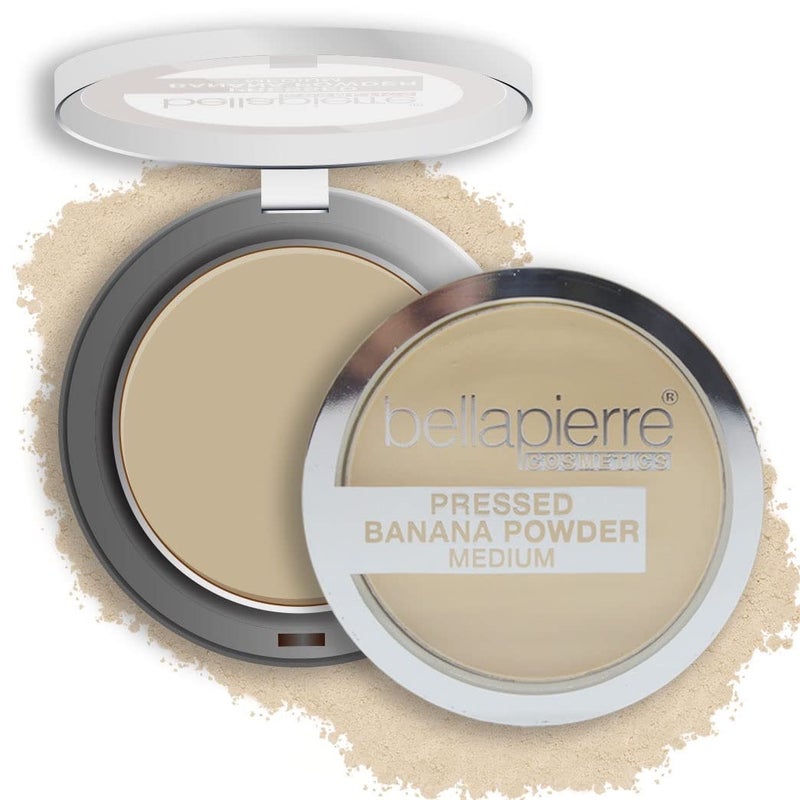 bellapierre Pressed Banana Setting Powder  Lightweight Color Corrector  Eliminates Dark Under Eye Circles  Redness  TalcFree Powder  Compact Matte Banana Powder  Medium  028 Oz