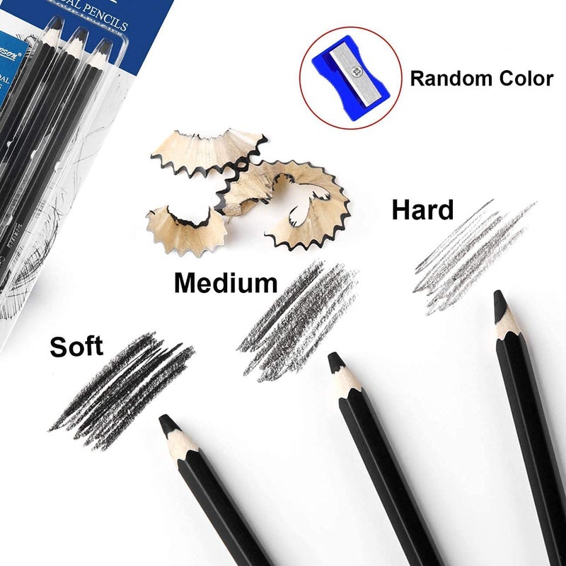 ArtBee ArtBee 3 PCs White And 3 Pcs Black Charcoal Pencils Combo set for Sketching with a sharpner  - Image 4