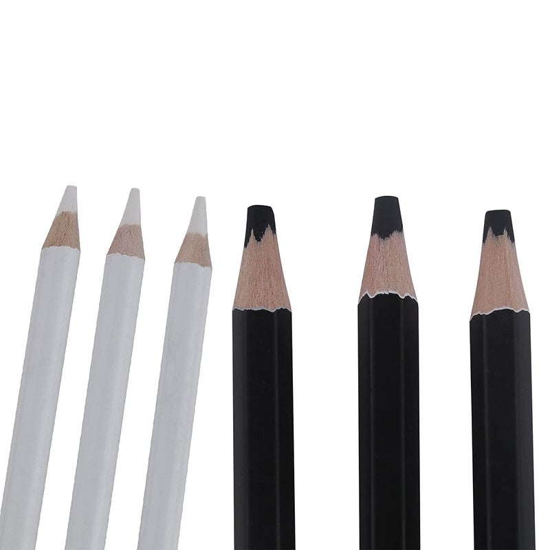 ArtBee ArtBee 3 PCs White And 3 Pcs Black Charcoal Pencils Combo set for Sketching with a sharpner  - Image 5