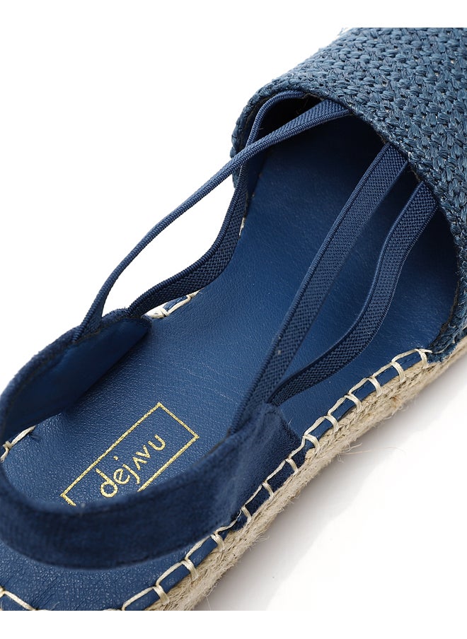 Round Toecap Heeled Wedge Shoes - Blue