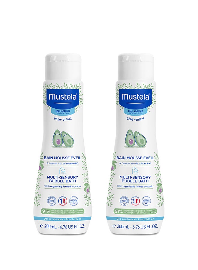 Mustela Multi-sensory Baby Bubble Bath With Farmed Avocado, Pack of 2, 200ml+200ml - Image 1