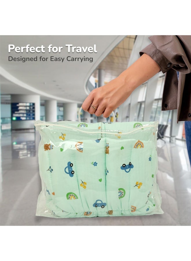 R for Rabbit طقم سرير حقيبة نوم بيبي سنوغي بليس | عش حمل من قطن موسلين 100% الفاخر للمواليد الجدد | مناسب للسفر للبنات والأولاد من 0-6 أشهر (تيدي أخضر) - Image 4