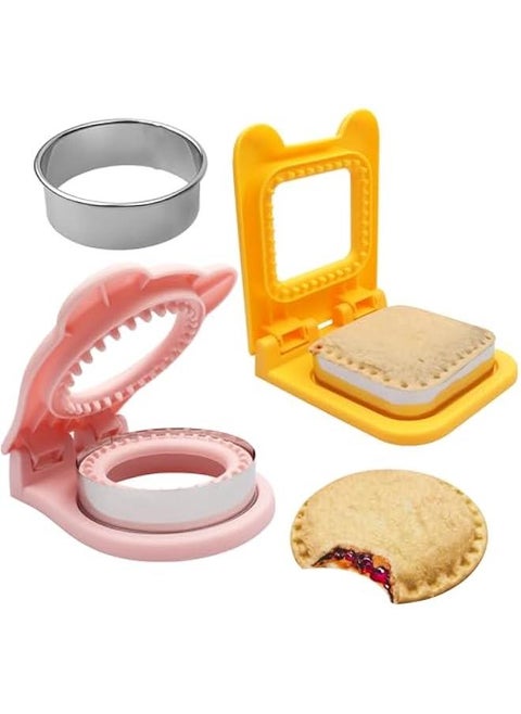 2pcs Sandwich Cutter and Sealer, Uncrustable Sandwich Maker and Decruster Set, DIY Pocket Sandwiches, Great for Breakfast, Lunchbox and Bento Box