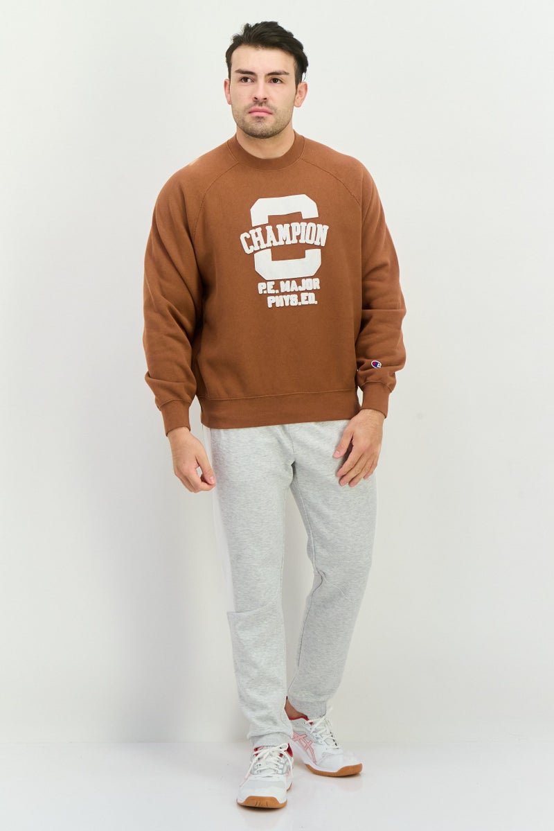 Champion Men Sportswear Fit Applique Logo Outdoor Sweatshirts, Brown - Image 4