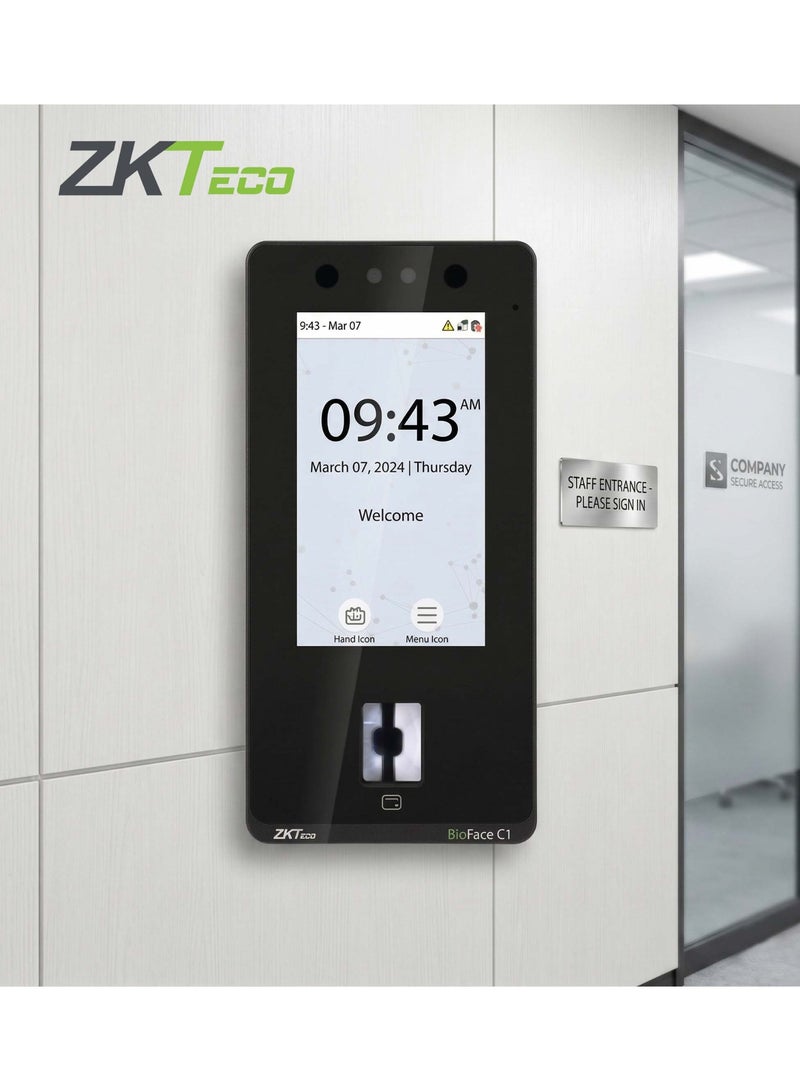 زد كيه تيكو جهاز التحكم بالدخول ZKTeco BioFace C1 | التعرف على الوجه وبصمة الإصبع | نظام حضور وانصراف | دبي | خدمة التركيب متاحة - Image 1