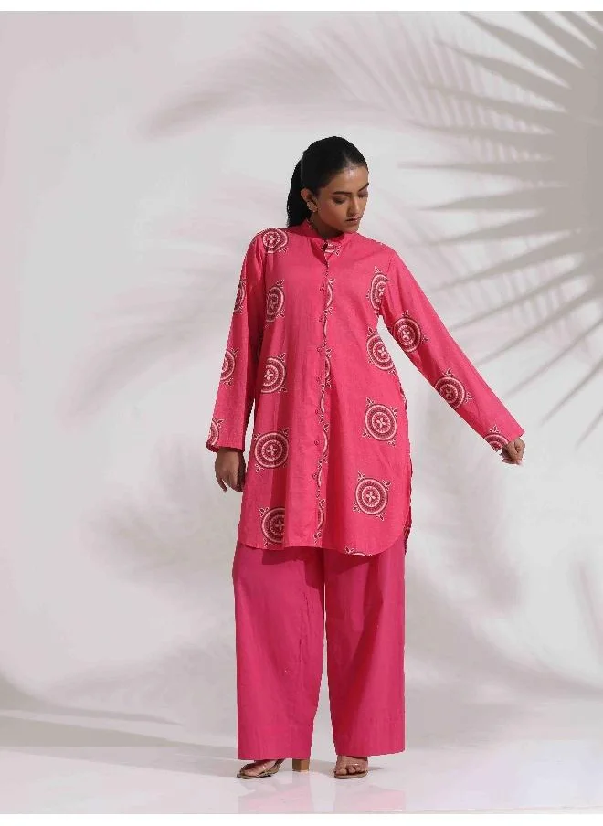 trueBrowns trueBrowns Pink Cotton Print Kurta Co-ord Set