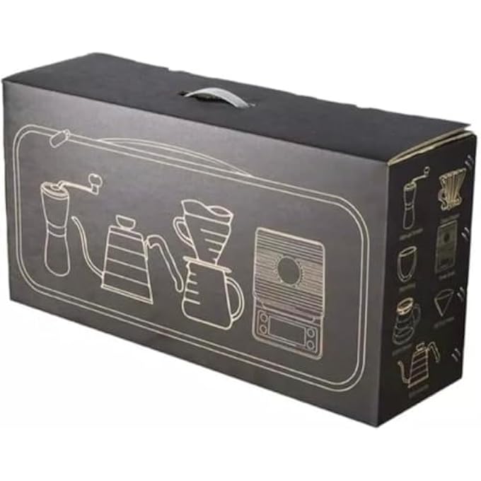 rayihni V60 Drip Coffee Maker Set With Travel Bag Black 7Pcs Camping Coffee Marker Coffee Machine Filter Coffee Tool Set - Image 2