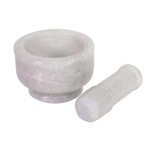 RBY Marble Mortar & Pestle Sets Ayurvedic medicine crusher bowl/Kharal/Khalbatta/Imam Dasta/Ohkli Musal/Idi Kallu/Khal Musal/Spice Grinder/Spice Masher (White, 3 Inch) - Image 4