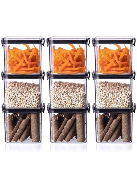 Airtight Food Storage Container with Lock Lids,Cereal & Dry Storage Jars,Kitchen and Pantry Organization Canisters for Cereal,Coffee,Rice,Flour and Sugar (700ml/Set of 9)