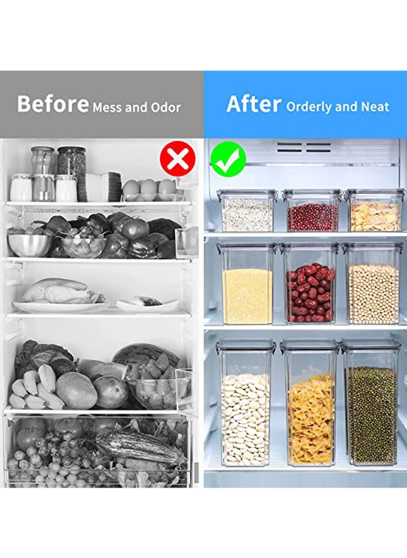 Airtight Food Storage Container with Lock Lids,Cereal & Dry Storage Jars,Kitchen and Pantry Organization Canisters for Cereal,Coffee,Rice,Flour and Sugar (700ml/Set of 9)