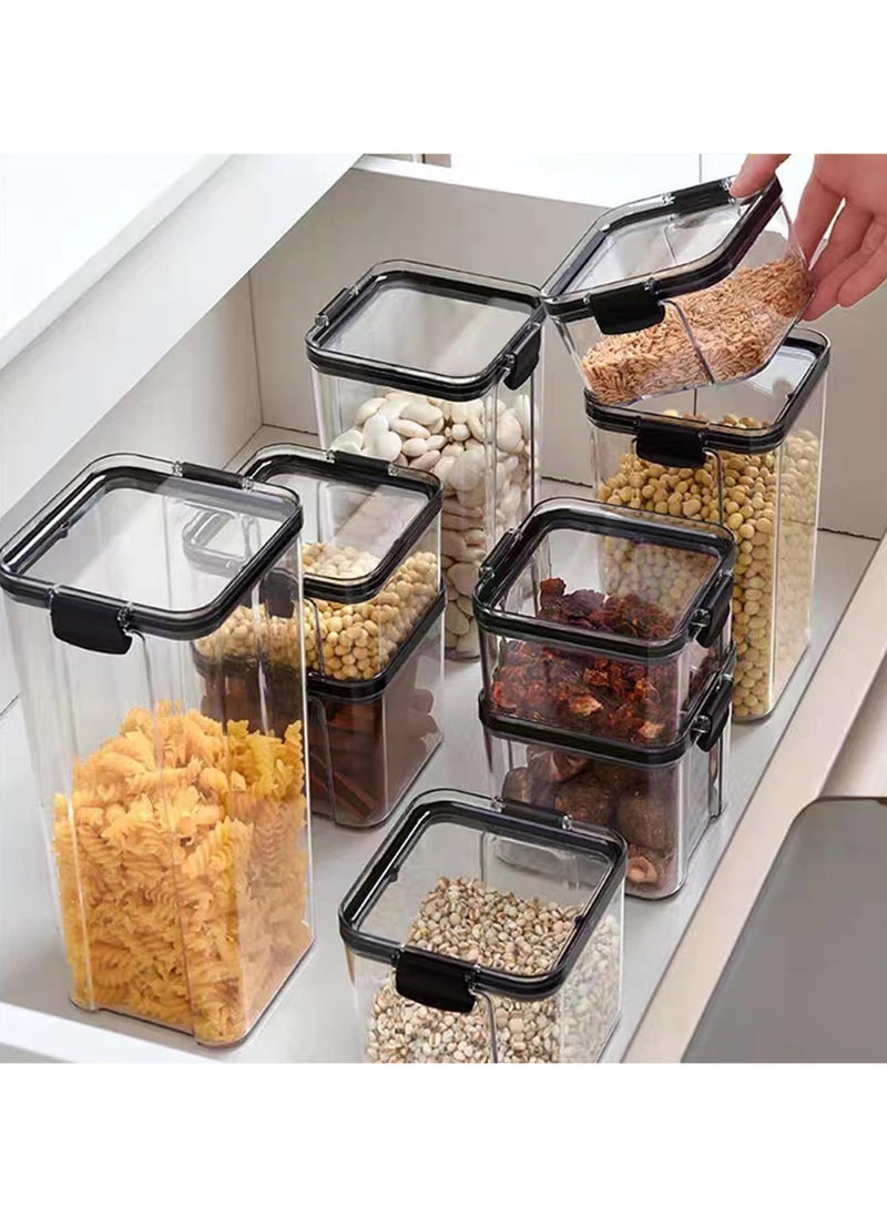 Airtight Food Storage Container with Lock Lids,Cereal & Dry Storage Jars,Kitchen and Pantry Organization Canisters for Cereal,Coffee,Rice,Flour and Sugar (700ml/Set of 9)