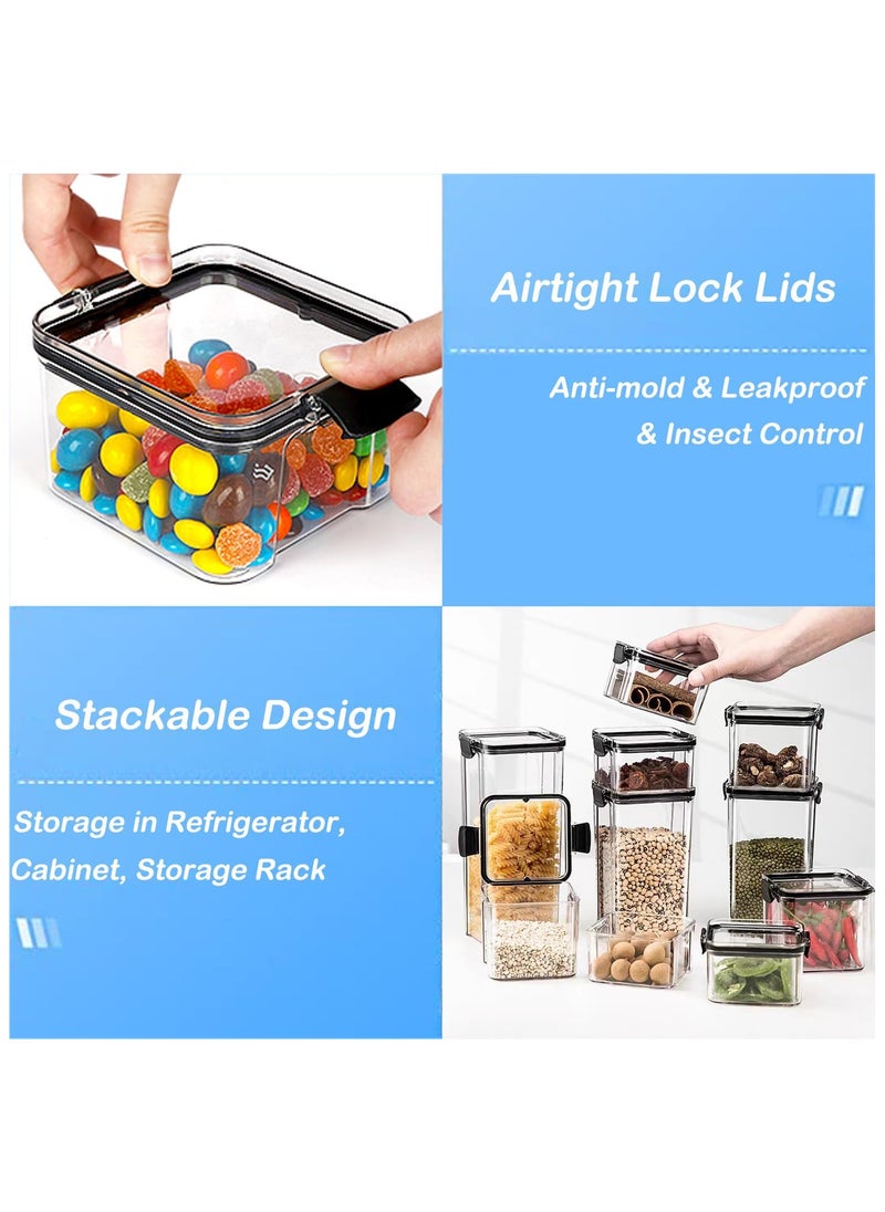 Airtight Food Storage Container with Lock Lids,Cereal & Dry Storage Jars,Kitchen and Pantry Organization Canisters for Cereal,Coffee,Rice,Flour and Sugar (700ml/Set of 9)