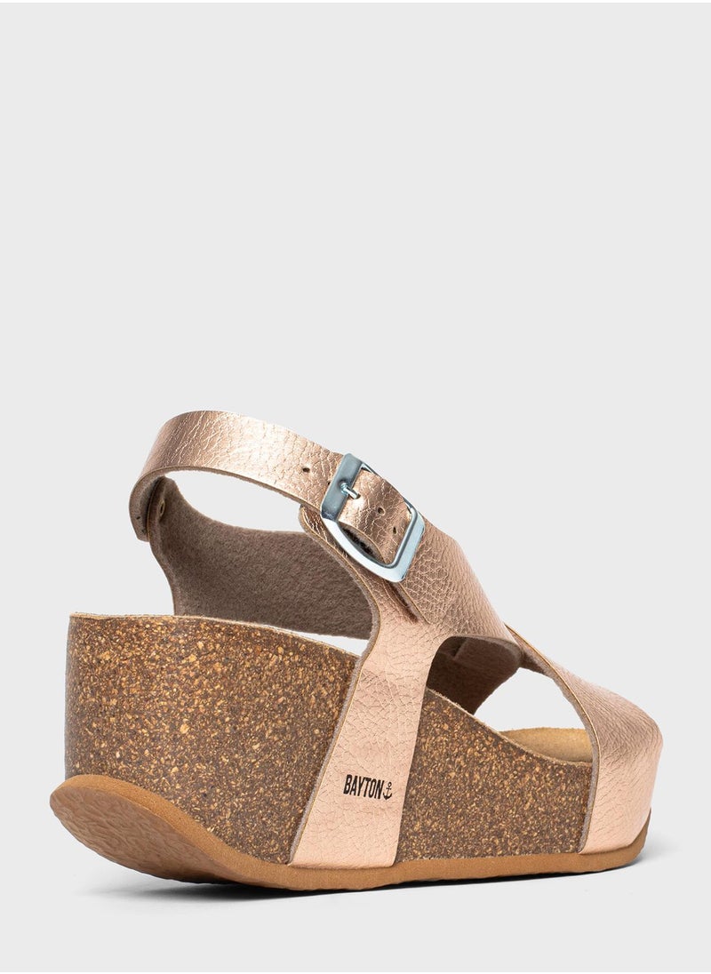 BAYTON Jerez Strappy Mid Heel Wedges  - Image 3
