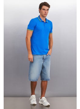 GRIMELANGE Xander Men's Saxe Blue Polo Neck T-Shirt  - Image 2