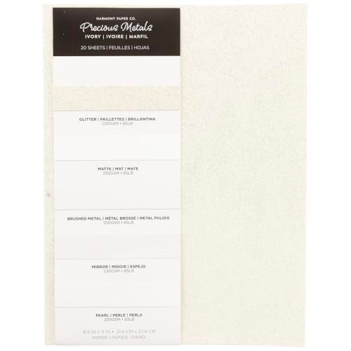 NaFurAhi Shimmer Cardstock Paper 8.5 x 11- Assorted Glitter, Metallic, and Pearl Sheets for Crafts, Scrapbooking, Card Making - 20 Pack, 85lb Heavyweight, 230 GSM, Ivory - Image 1