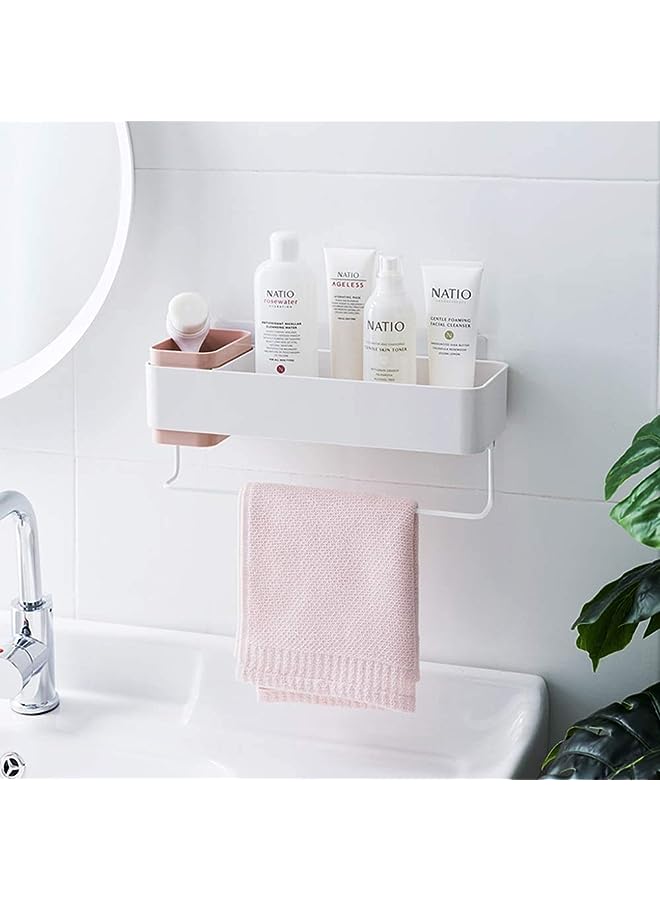 بروماس منظمات الحمام، رف لاصق للتخزين مع شريط المنشفة، مثبت على الحائط، حامل توابل للمطبخ - Image 1