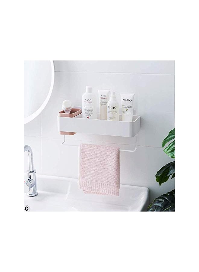 بروماس منظمات الحمام، رف لاصق للتخزين مع شريط المنشفة، مثبت على الحائط، حامل توابل للمطبخ - Image 2