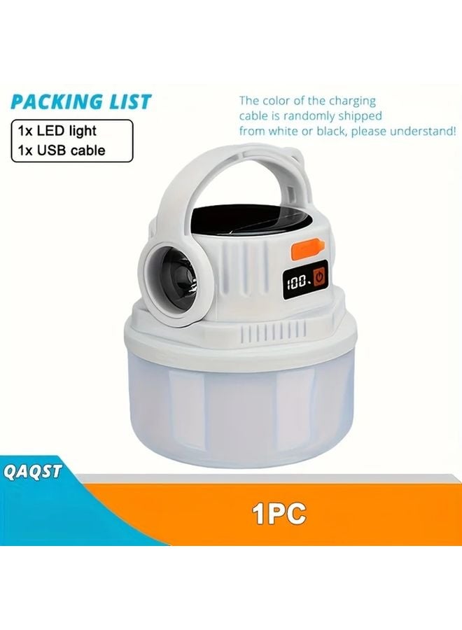 1pc Solar USB Rechargeable Flashlight 4 Modes Portable Handheld Lamp For Camping - Image 1