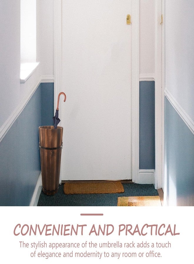 لوكس شايني حامل مظلات خشبي فاخر ولامع، حامل مظلات ريفي للمدخل، دلو مظلات قائم بذاته، رف برميل، عصي مشي، منظم مضارب جولف، مزهرية أرضية للزهور للشرفة - Image 4