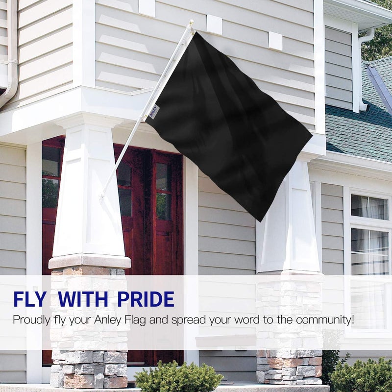 Anley Pack of 2 Fly Breeze 3x5 Foot Solid Black Flag - Vivid Color and Fade proof - Canvas Header and Double Stitched - Plain Black Flags Polyester with Brass Grommets 3 X 5 Ft - Image 2