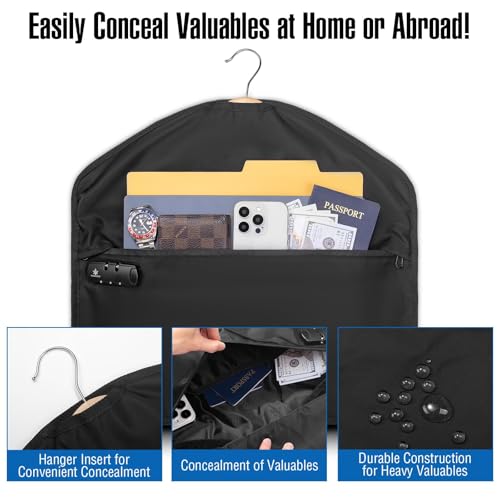 KOSMCCO Lockable Hidden Hanger Diversion Safe - Secret Storage with Pocket for Money & Valuables, Fits Under Clothes, Home Travel Security Safe - Image 5