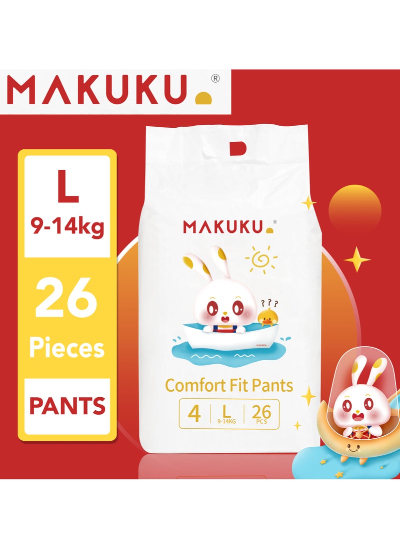 MAKUKU - Comfort Fit Pants Diapers - Size 4 (9-14kg) | 7-11 months | 26 Pieces - Image 1