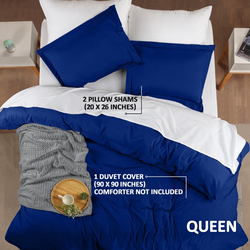 Utopia Bedding Duvet Cover Queen Size - 1 Duvet Cover with 2 Pillow Shams - 3 Pieces Bedding Duvet Cover with Zipper Closure - Soft Brushed Microfiber  90 X 90 Inches (Queen  Royal Blue) - Image 2