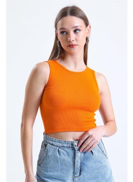 Tena Women's Orange Crew Neck Sleeveless Camisole Undershirt  - Image 2
