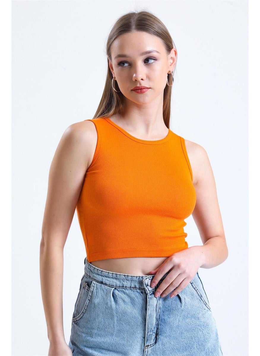 Tena Women's Orange Crew Neck Sleeveless Camisole Undershirt  - Image 2