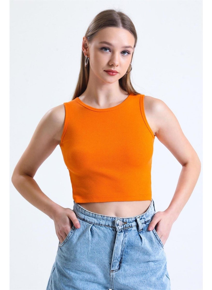 Tena Women's Orange Crew Neck Sleeveless Camisole Undershirt  - Image 3