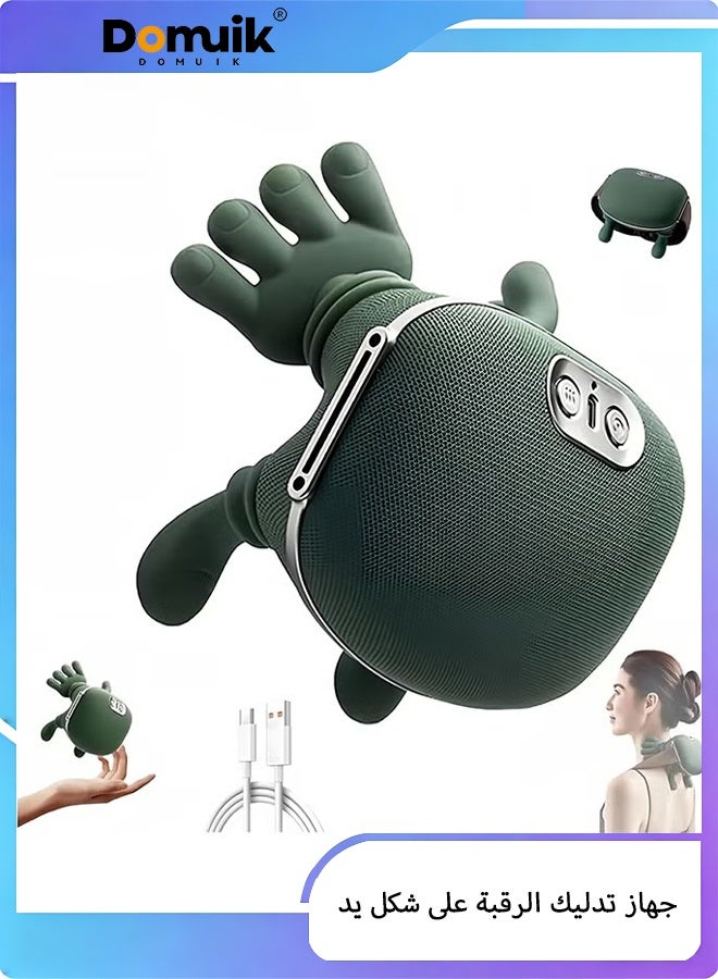 DOMUIK Neck and Shoulder Massager, A New Type of Bionic Heated Massager, Portable Acupressure Neck and Back Massager, Electric Deep Tissue 4d Kneading Massage, Simulated Human Hand Design, Relieves Pain and Relaxes Muscles (Green) - Image 1