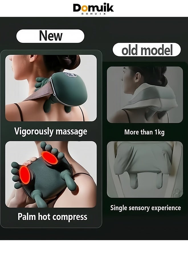 DOMUIK Neck and Shoulder Massager, A New Type of Bionic Heated Massager, Portable Acupressure Neck and Back Massager, Electric Deep Tissue 4d Kneading Massage, Simulated Human Hand Design, Relieves Pain and Relaxes Muscles (Green) - Image 2