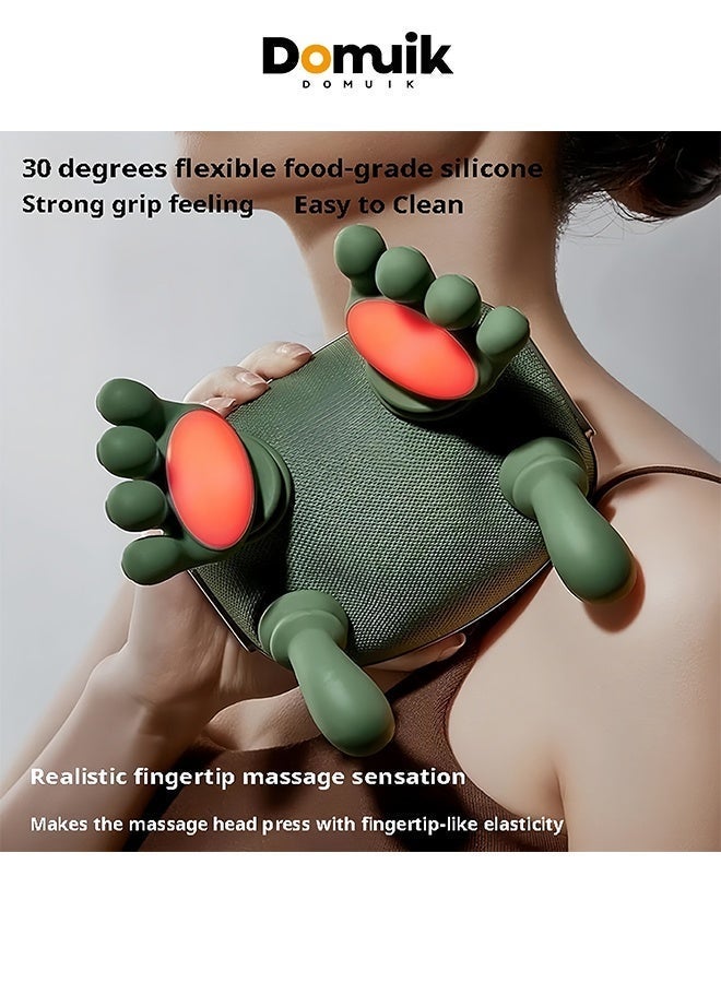 DOMUIK Neck and Shoulder Massager, A New Type of Bionic Heated Massager, Portable Acupressure Neck and Back Massager, Electric Deep Tissue 4d Kneading Massage, Simulated Human Hand Design, Relieves Pain and Relaxes Muscles (Green) - Image 5