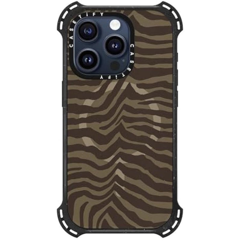 Casetify Bounce iPhone 15 Pro Case 【6X Military Grade Drop Tested / 21.3ft Drop Protection/Compatible with Magsafe】 - Zebra-Brown - Triple Black - Image 2