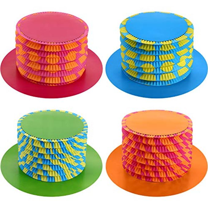 Jovitec 8 Pcs 11.6 Inch Mad Hatter Tea Party Hats Decorations Cardboard Paper Fold Top Hats for Costume Accessory Party Supplies - Image 1