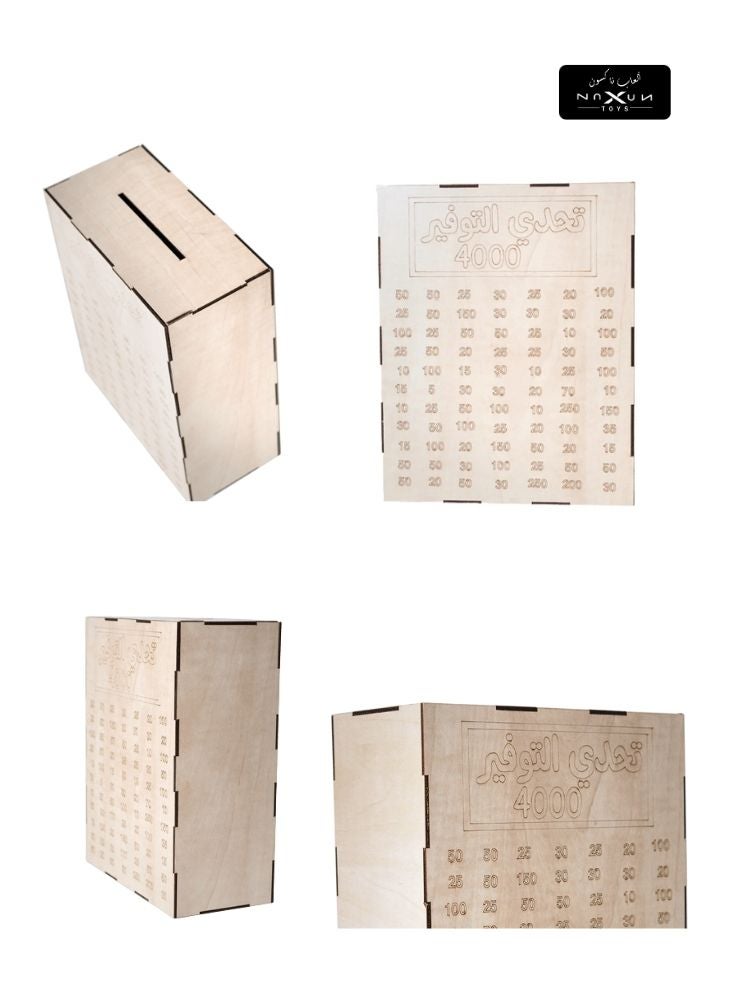 Box Wooden Savings Challenge Box – 4000 Goal Money Saving Organizer for Kids & Adults - Image 2