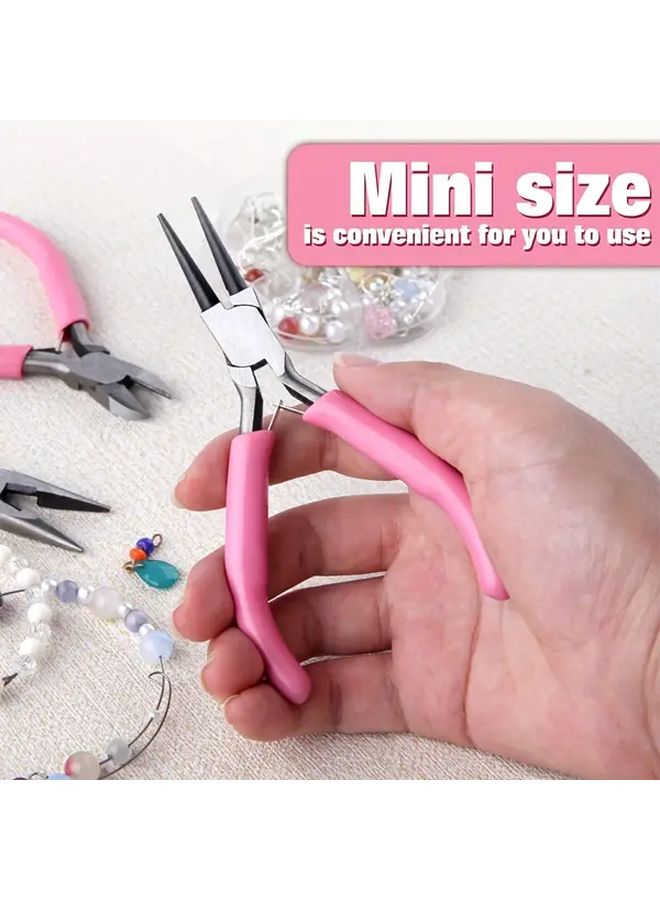 Jewelry Making Tool Set With Long Round Diagonal Nose Pliers Ergonomic Handle CP PINK - Image 5