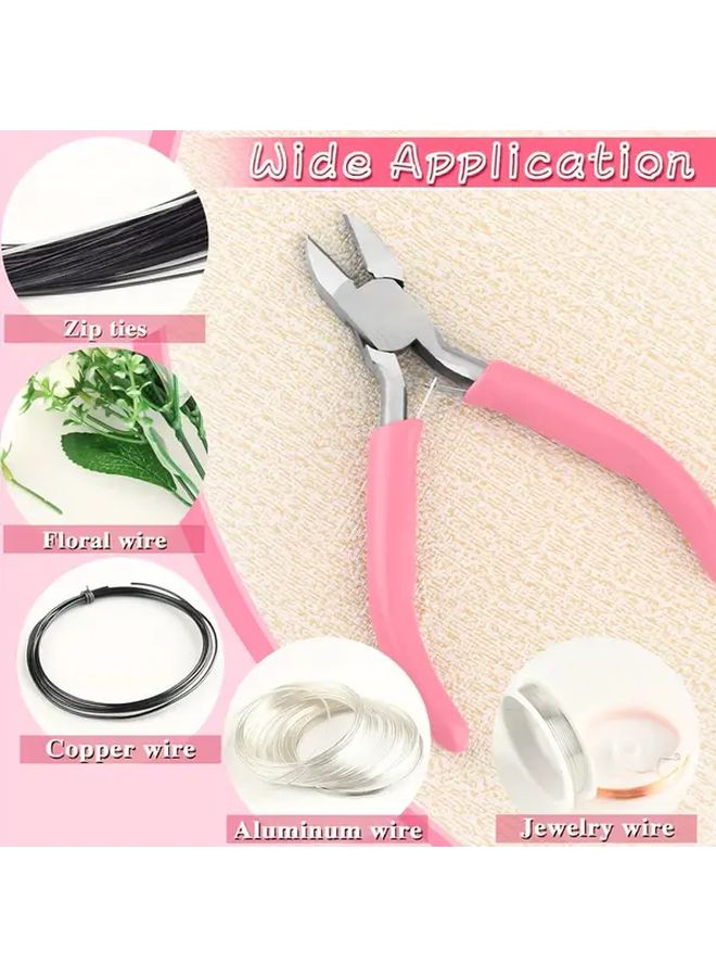 Jewelry Making Tool Set With Long Round Diagonal Nose Pliers Ergonomic Handle CP PINK - Image 3