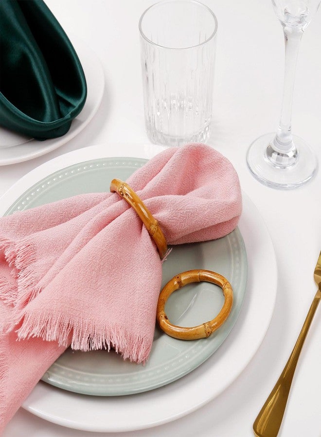 LogHog Wood Bamboo Napkin Rings Set of 8, Handmade Original Bamboo Circle Napkin Holder Rings Table Decorations for Wedding, Valentine's, Banquet, Christmas, Birthday, Thanksgiving - Image 1