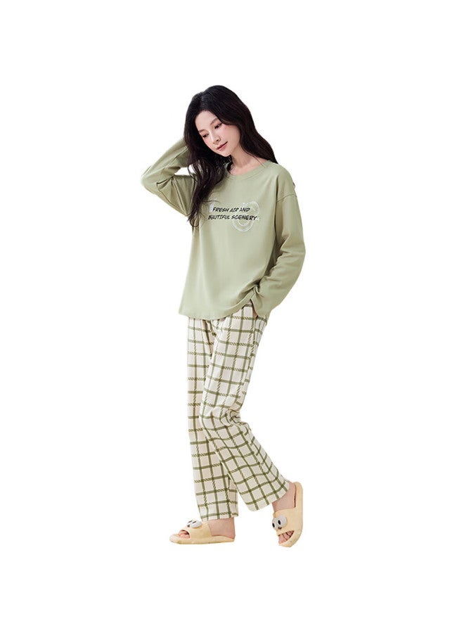 Your Sun Comfortable And Refreshing 100% Cotton Women's Spring And Autumn Round Neck Long Sleeve Loose Casual Outerwear Ladies Home Wear Set - Image 2