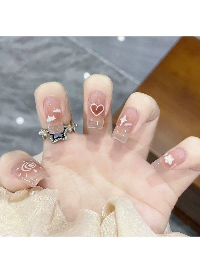 Goolsky Sweet Plum Heart Cloud Short Press - on Nails for Playful Chic - Image 1