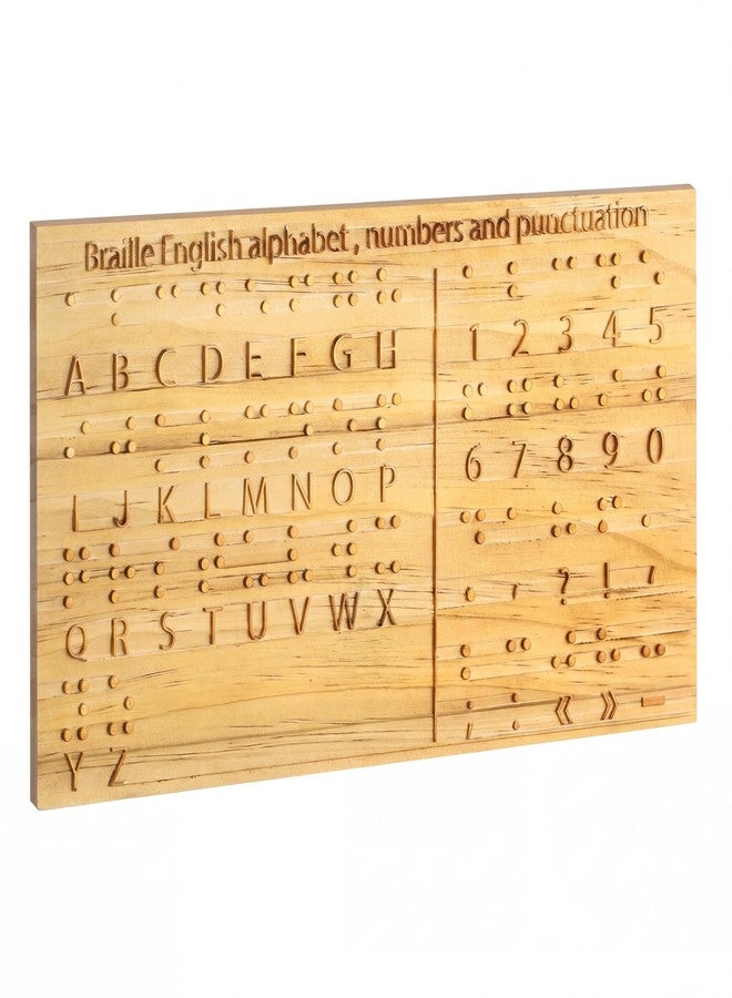 Yulejo Braille Alphabet Board 8.7x6.3in Wood Raised Dots Fingerboard Braille Chart, Tactile Learning Tool for Blind & Sighted Adults, Visually Impaired Beginners, Educators - Image 1