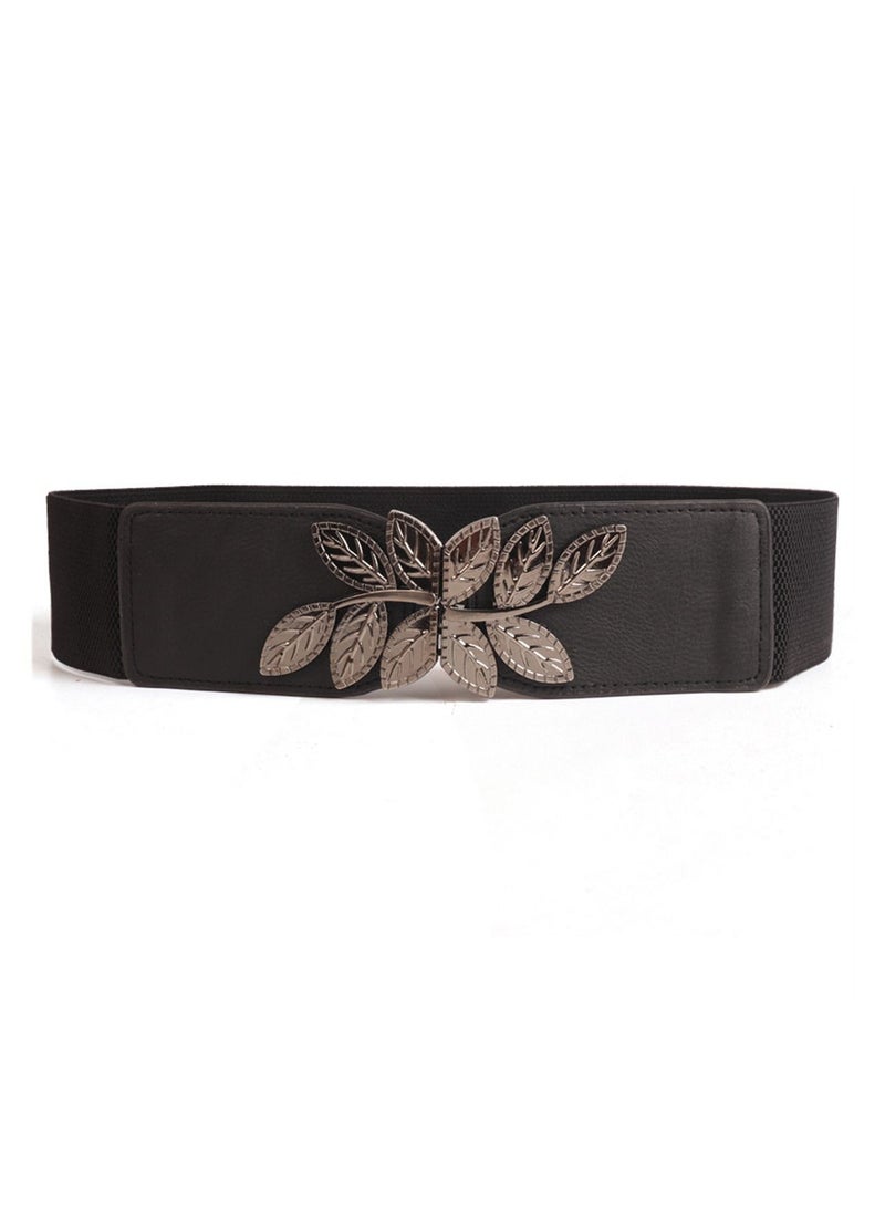 Loquat Flower Elastic Decorative Belt Elastic Pearl Inlaid 70cm Black 