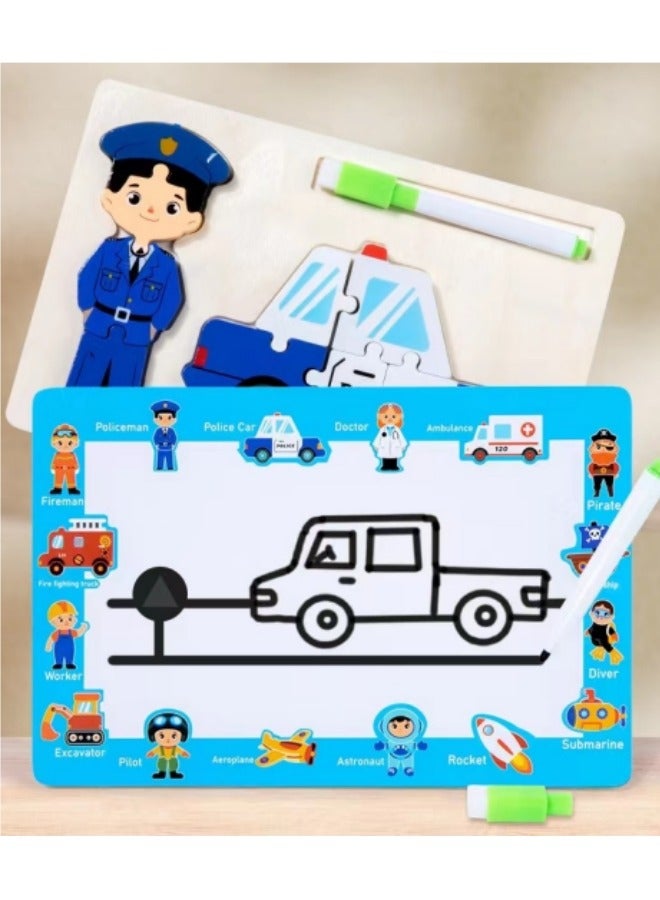 Early Development Of Three-Dimensional Puzzle Set, Cognitive Character Transportation Drawing Board Toy - Image 1