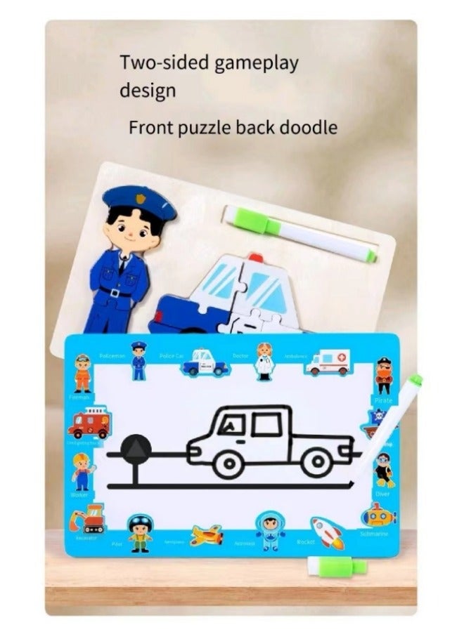 Early Development Of Three-Dimensional Puzzle Set, Cognitive Character Transportation Drawing Board Toy - Image 3