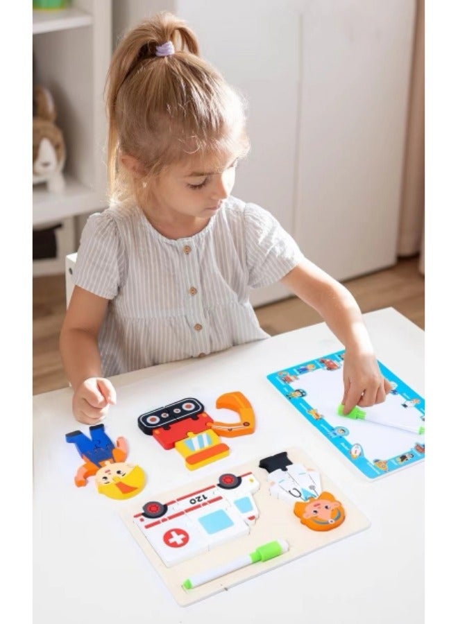 Early Development Of Three-Dimensional Puzzle Set, Cognitive Character Transportation Drawing Board Toy - Image 4