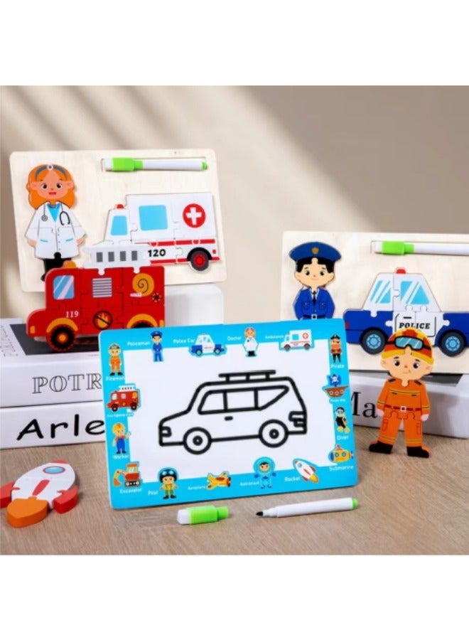 Early Development Of Three-Dimensional Puzzle Set, Cognitive Character Transportation Drawing Board Toy - Image 2
