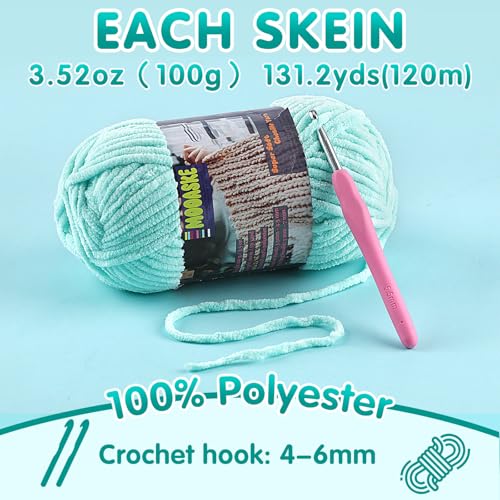 Mooaske Baby Blanket Yarn for Crocheting - Soft Velvet Fluffy Chenille Yarn for Knitting Amigurumi Making Scarves, Doll - 100g/3.5oz 131 Yards Thick Plush Yarns (3, Pink) - Image 2