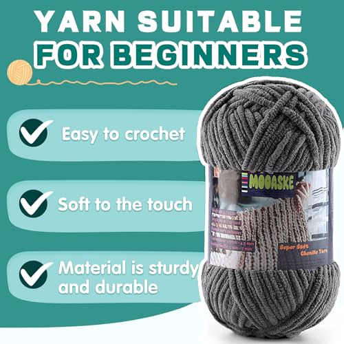 Mooaske Baby Blanket Yarn for Crocheting - Soft Velvet Fluffy Chenille Yarn for Knitting Amigurumi Making Scarves, Doll - 100g/3.5oz 131 Yards Thick Plush Yarns (3, Pink) - Image 3