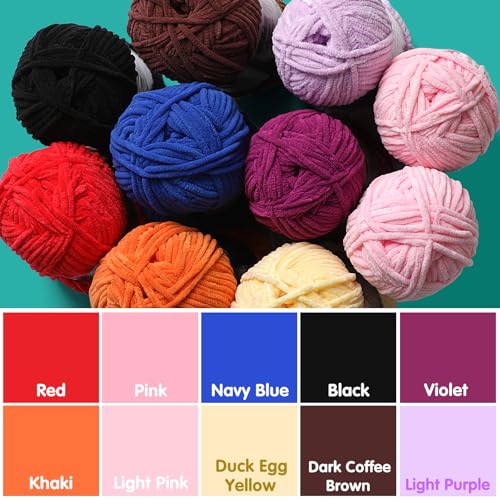 Mooaske Baby Blanket Yarn for Crocheting - Soft Velvet Fluffy Chenille Yarn for Knitting Amigurumi Making Scarves, Doll - 100g/3.5oz 131 Yards Thick Plush Yarns (3, Pink) - Image 5